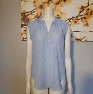 Powder blue sleeveless blouse